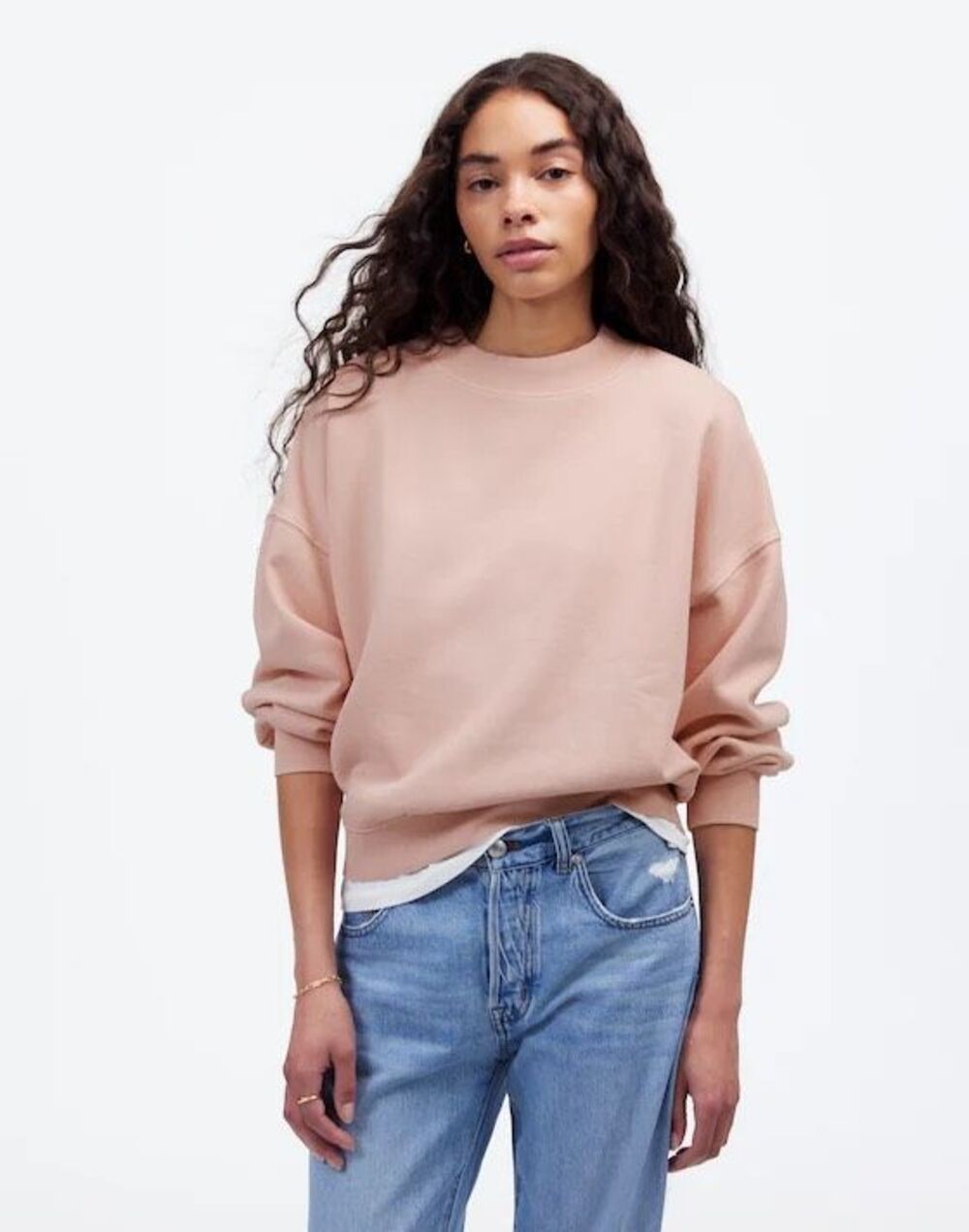 Madewell Relaxed Mockneck Sweatshirt Pale‎ Blush Size XXS